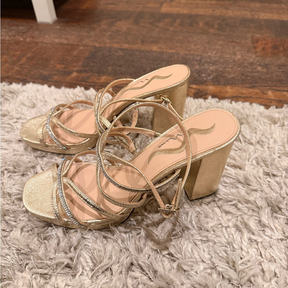 Elegant Gold Strappy Heels